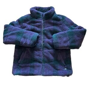 Vans Foundry Plaid H Sherpa Puffer Jacket Purple Green VN000JU42LN Large NWT